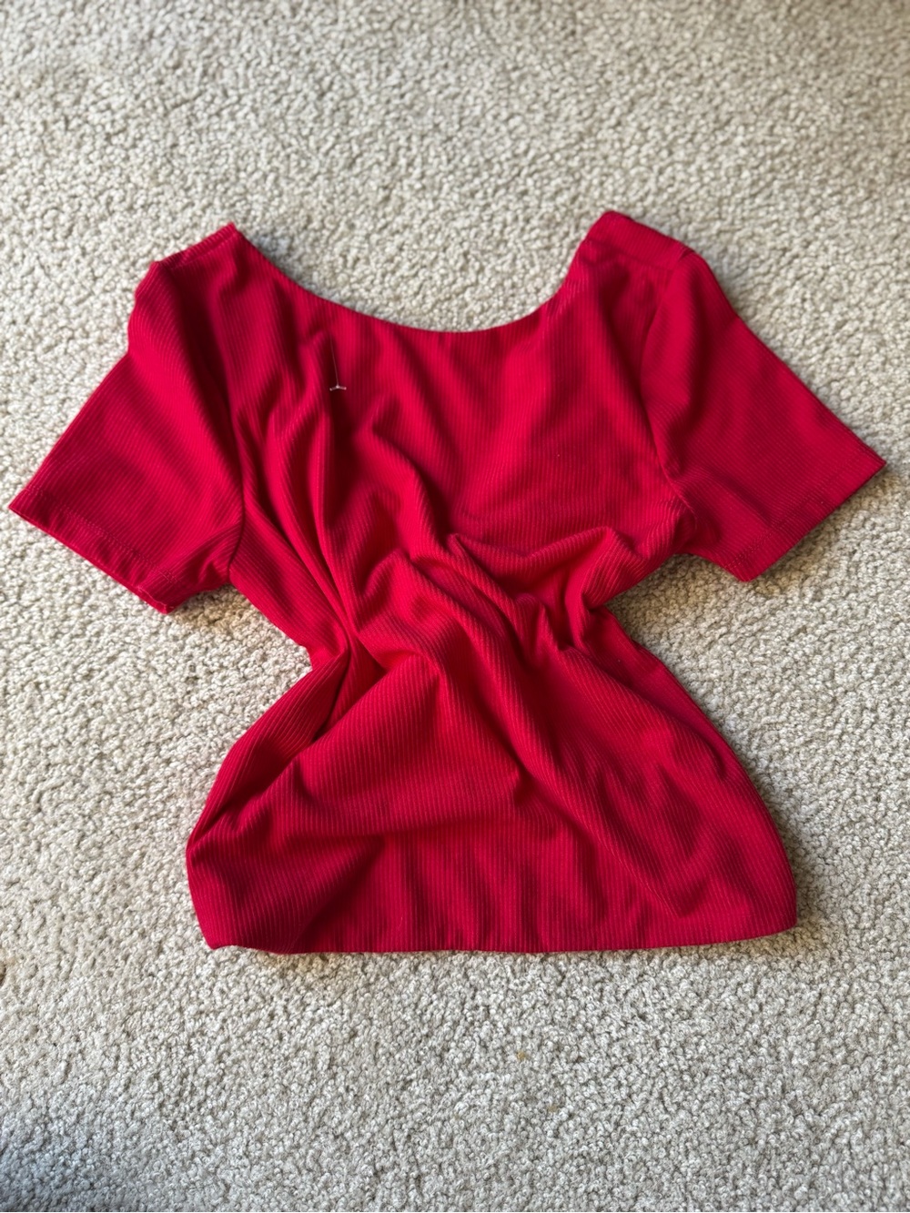 Hollister Bright Red Ribbed Scoop Neck Tee sexy casual y2k